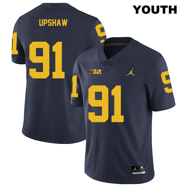 Youth NCAA Michigan Wolverines Taylor Upshaw #91 Navy Jordan Brand Authentic Stitched Legend Football College Jersey SL25N20UP